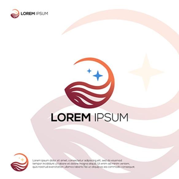 Sunrise Sea Monoline Logo Design Vector