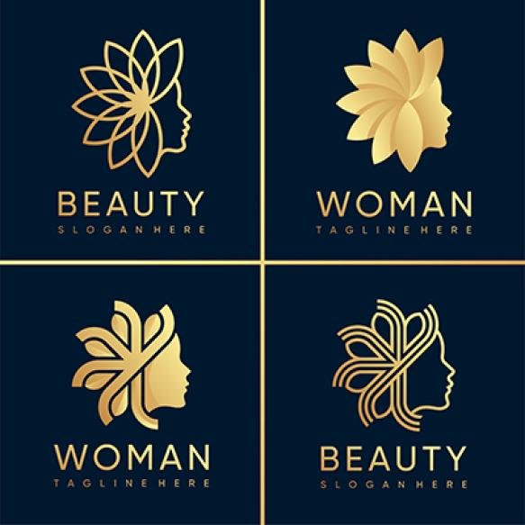 Woman Logo Beauty Logo Collection With Golden Style Beauty Spa Woman Beauty Health