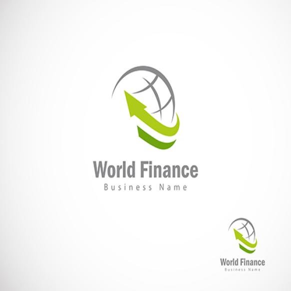 World Finance Logo Creative Arrow Invest Business Globe Design Concept