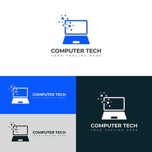 Computer Tech Logo Computer Logo Laptop Tech Template Software Development Vector Logo Design