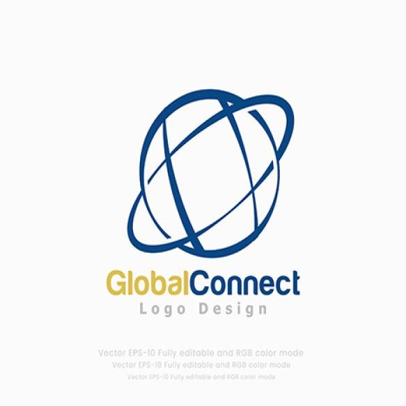Globe Logo Design With Blue Yellow Color