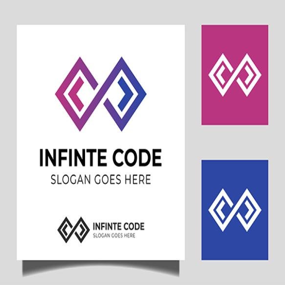 Infinity Code Logo Template Gradient Design Icon Vector Coding Programming Logo Design