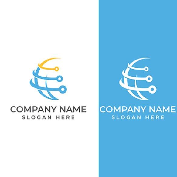Modern Digital Tech World Logo Global Tech Planet Digital Tech Protection Logo With Concept Vector I