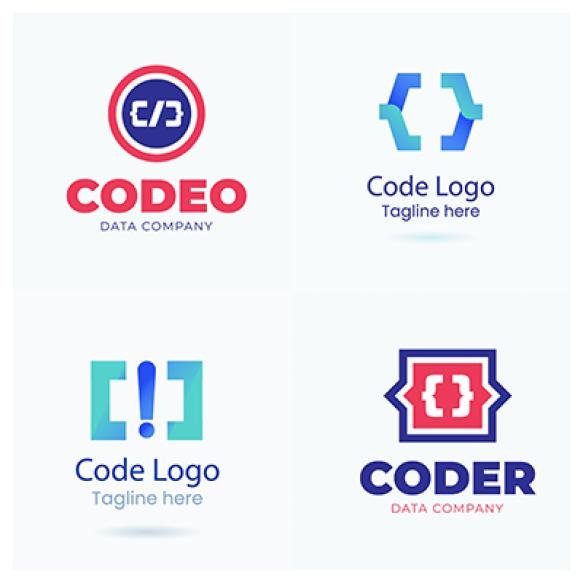 Set Code Boost Logo Designs Concept Vector Rocket Code Logo Template Icon Vector