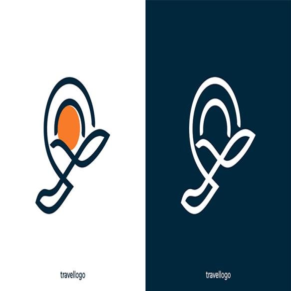 Abstract Airplane Pin Icon Graphic With Outline Style Travel Logo Design Template