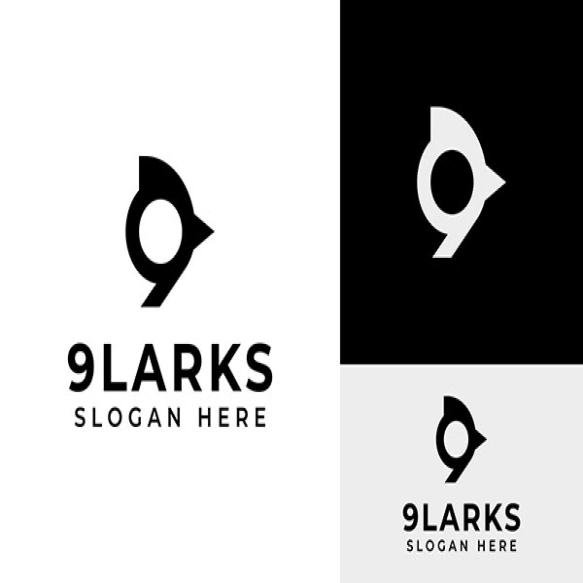 Creative Initial Monogram Number Nine Lark Bird Aves Head Logo Design Branding Template