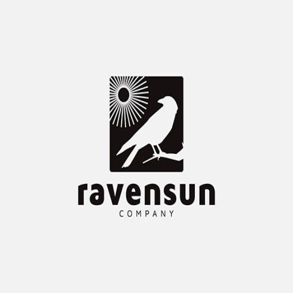 Crow Bird Sun Silhouette Logo Design