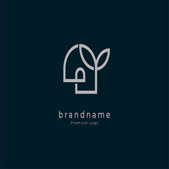 Green House Logo Minimalist House With Leaf Line Art Logo Style Vector Illustration