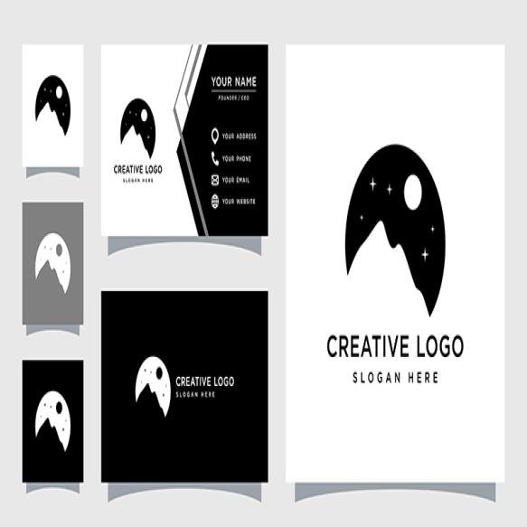 Vector Graphic Montain Night Logo Design Template
