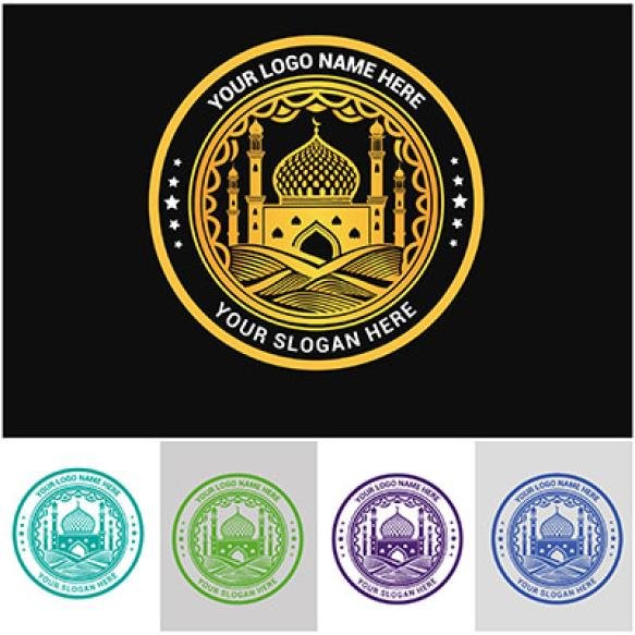 Beautiful Mosque Logo Design Icon Professional Islamic Colorful Logo Template
