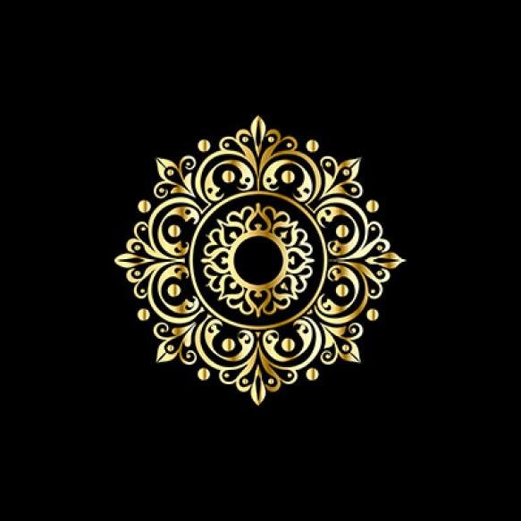 Gold Flower Design Is Black Background