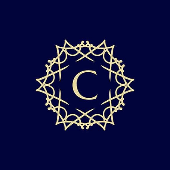Initial Letter C Floral Ornamental Border Circle Frame Logo