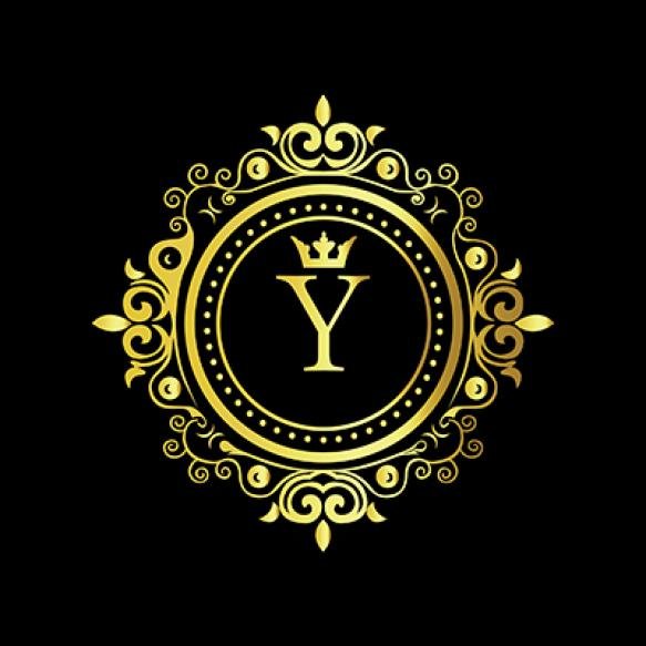 Luxury Gold Monogram With Letter Y Crown Ornate Floral Design Black Elegant Background