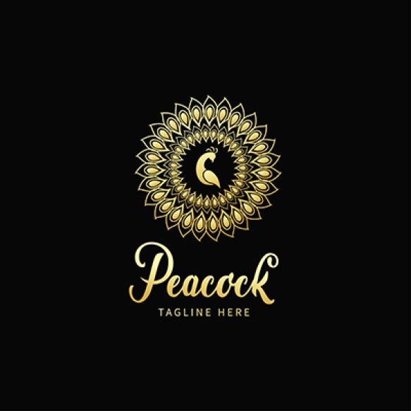 Peacock Logo Template Gold Peacock Mascot Logo Vector Illustration