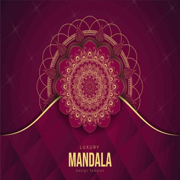 Premium Design Presentation Mandala Scalable Mandala Templet With Gold Red Color