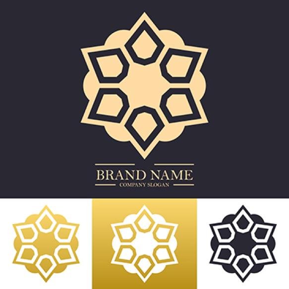 Royal Luxury Simple Mandala Logo Design Vector Template Illustration Gold Color Snow Concept