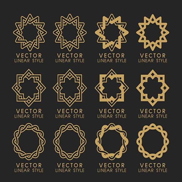 Set Linear Floral Logo Template