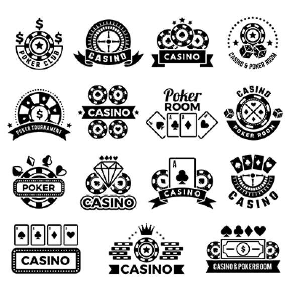 Labels Poker Club Game Tournament Symbols Gambling Cards Chips Dice Collection