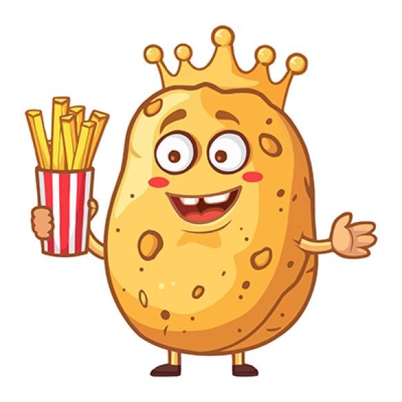 Cartoon Happy King Cartoon Potato Character Holding French Fries Cup