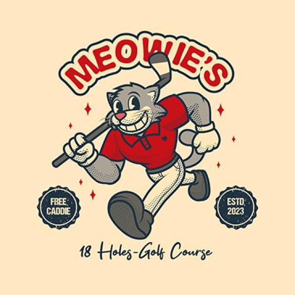 Cat Golf Retro Vintage Logo Mascot