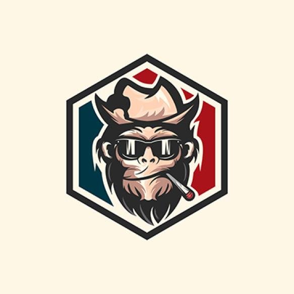 Geek Monkey Mascot Vector Logo Illustration