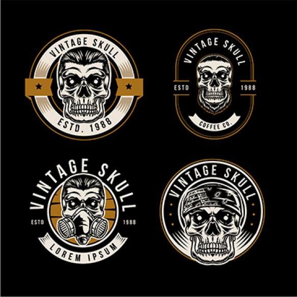 Vintage Skull Badge Logo