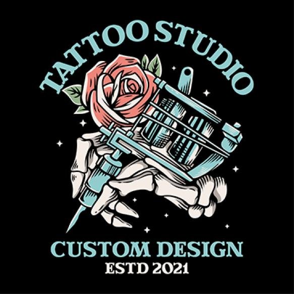 Skeleton Hand Holding Tattoo Machine