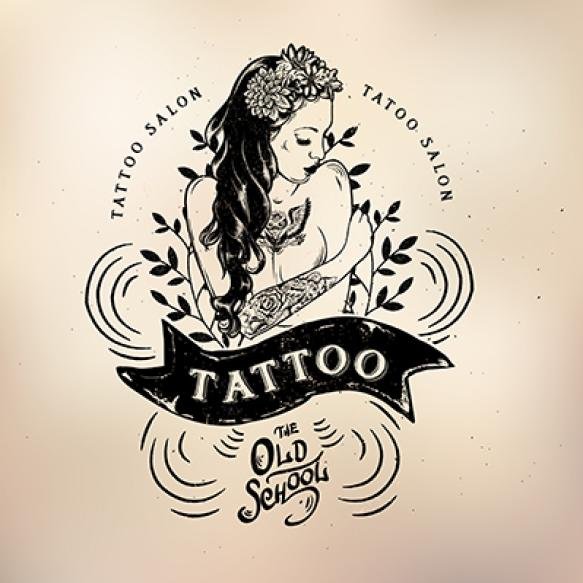 Tattoo Girl Old School Studio Skull