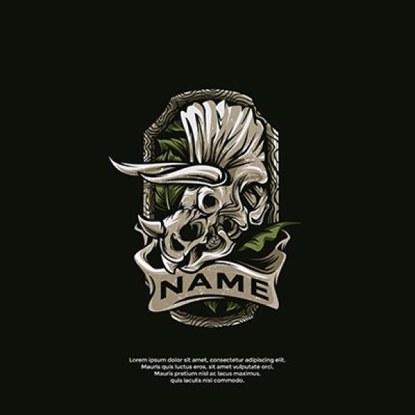 Triceratops Tattoos Logo Template
