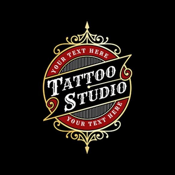 Vintage Luxury Tattoo Studio Lettering Logo With Decorative Ornamental Frame