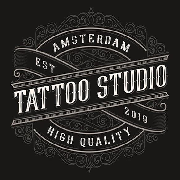 Vintage Tattoo Logo Design Dark Background