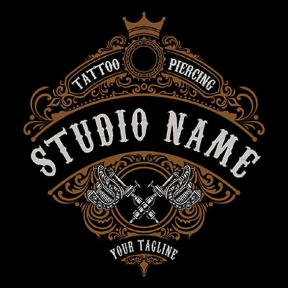 Vintage Tattoo Studio Logo With 2 Tattoo Machine (1)