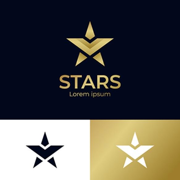 Abstract Stars With V Letter Modern Logo Icon Symbol Golden Color Graphic Design Element