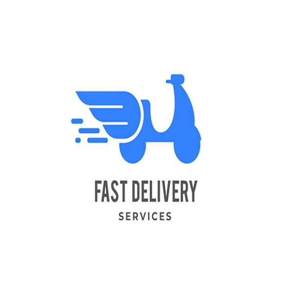 Blue Delivery Logo Scooter Bike With Wings Emblem Icon Concept Design