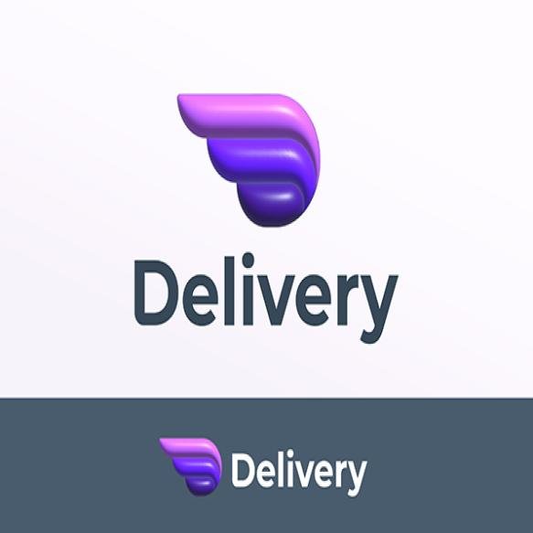 Delivery Abstract 3d Inflated Logo Template Letter D With Incorporated Wings Sign Modern Typography