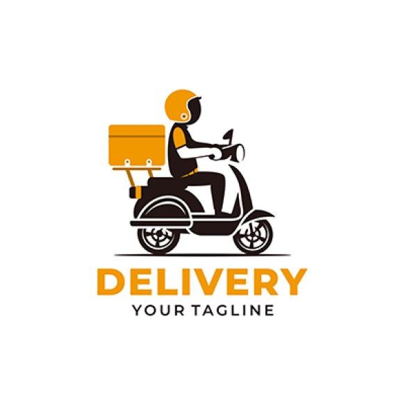 Man Is Riding Scooter Delivery Logo