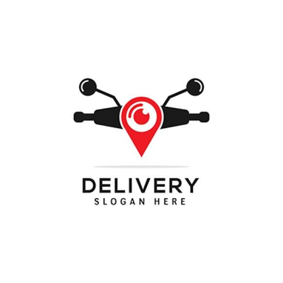 Vector Icon Navigation Pin Scooter Handlebar Delivery Logo Business Food Delivery