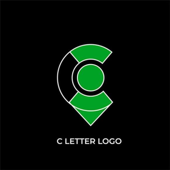 C Letter Green Illustration Vector Location Logo