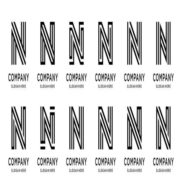 Collection Abstract Letter N Logo Design Logotype N Design With Black Color