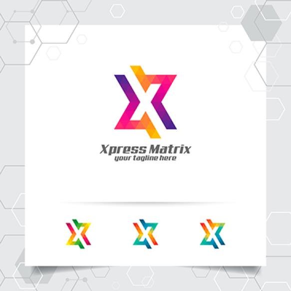 Digital Logo Letter X Concept With Modern Colorful Pixel Technology Company