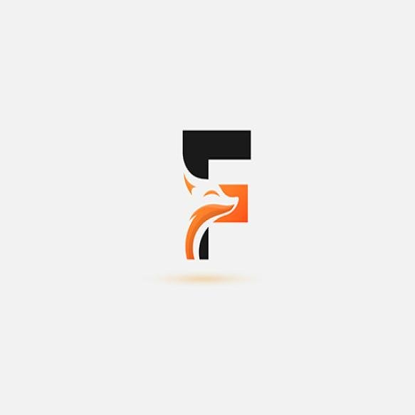 F Logo Design With Fox Head Fox F Letter Logo Design Template