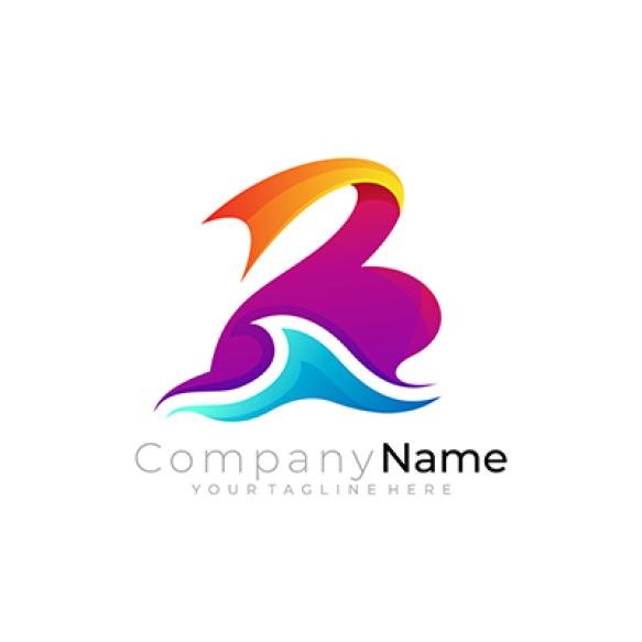Letter B Logo Wave Design Combination Sea Icon