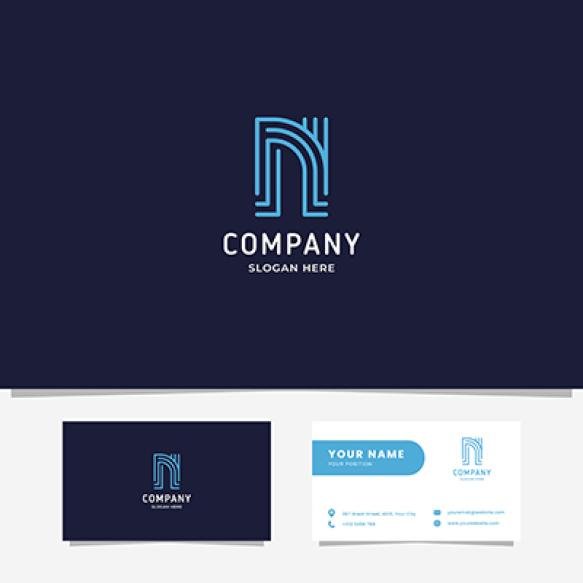 Line Art Letter N Monogram Initial Logo
