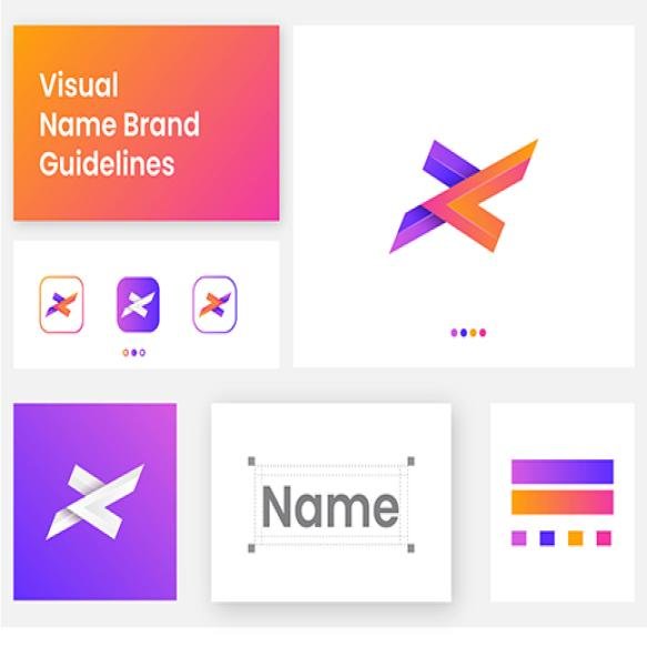 Modern Brand Guideline Design Template With Letter X Logo