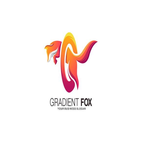 Jumping Fox Logo Beautiful Gradient Color Style Abstract Vector Template