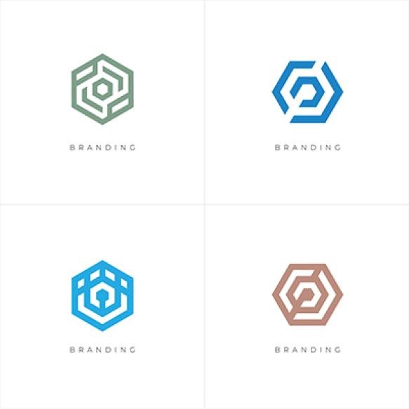 Hexagon Digital Marketing Trading Networking Vector Logo Concept