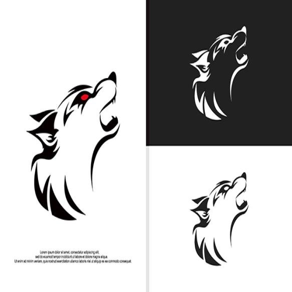 Logo Illustration Vector Graphic Wolf Head Tribal Style