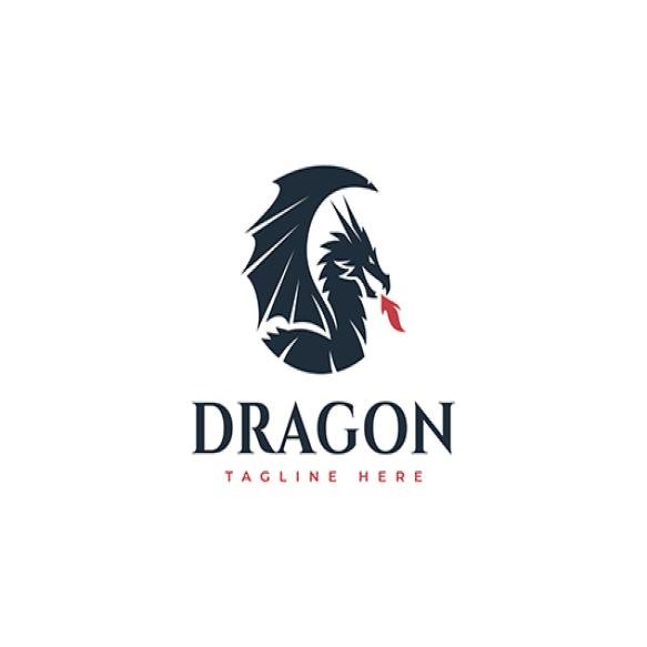Dragon Wing Logo Vector Illustration Dragon Silhouette Logo Template