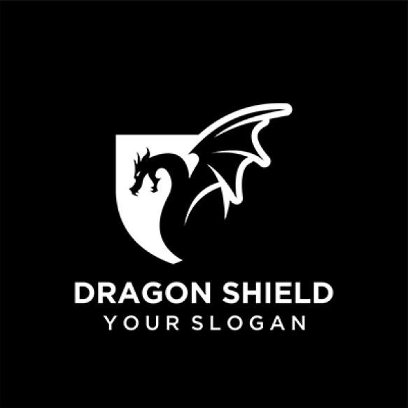Shield Logo Design With Dragon