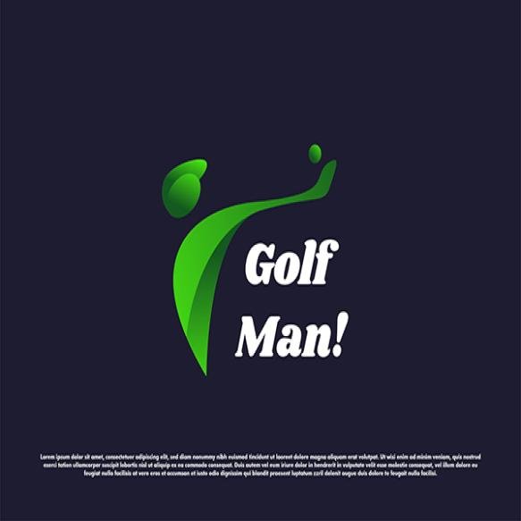 Golf Man Logo Design Illustration Gradient Silhouette Man Playing Green Sport Club Golf Champion